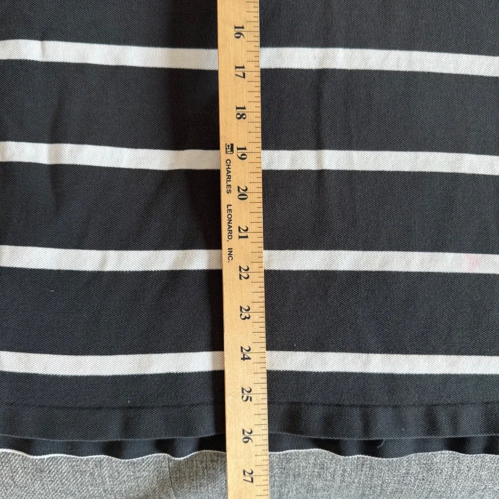Polo Ralph Lauren Mens Large Black White Striped Classic Fit Short Sleeve Polo